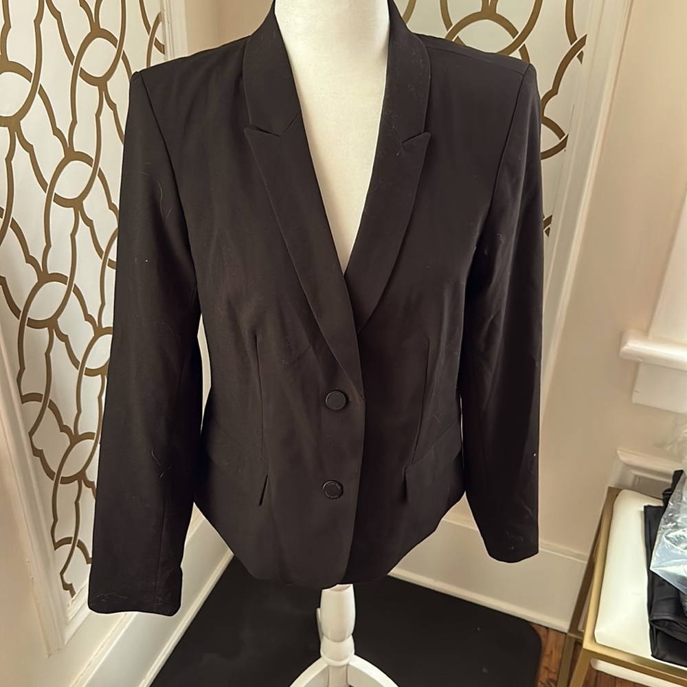 Womens Calvin Klein Peite Lined Black Blazer